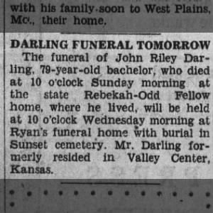 Obituary for John Riley DARLING