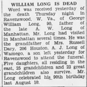 Obituary for WILLIAM LONG