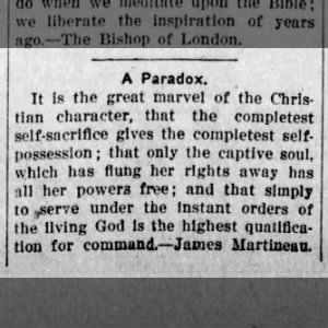 A Paradox - Completest Self-Sacrifice Gives The Completest Self-Possession. 1924