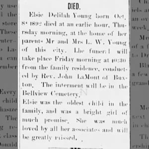 Obit of Delilah Young