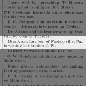 Anna Lawton of Pennsylvania Visits John W. Lawton