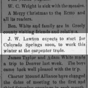 John W. Lawton to Work in Colorado Springs