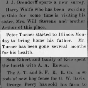 1906 Abijah Turner in Illinois for Health