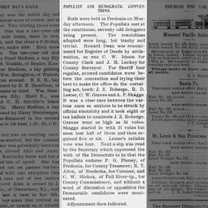 1899 sheriff election R D Lester candidate