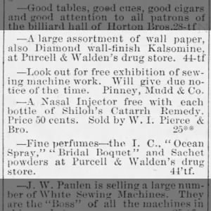 Purcell & Walden's Drug Store ads x2