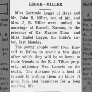 Legge-Miller Marriage