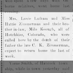 Children come to Osborne with the death of C K Zimmerman