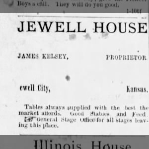 Jewell House, 30 Aug 1872, The Jewell City Weekly Clarion