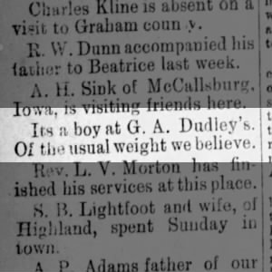 Boy George Dudley - March 1888