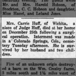 Obituary for Carrie Huff