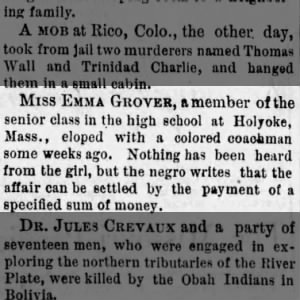 Emma Grover in the Western Advocate June 29 1882