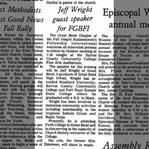 Kim Jeff Wright mention Oct 22 1976 GB Tribune