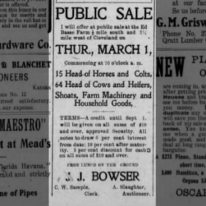Bowser Farm sale 1906