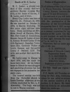 Obituary for H. C. Lesley