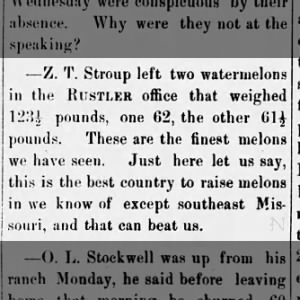 1888, A Great Year for Melons on the Stroup Farm