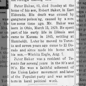 Death of Peter Baker.