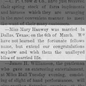Mary Hanway Marries
