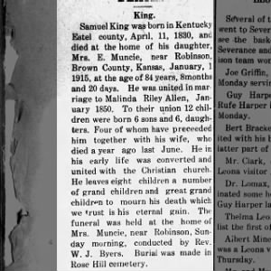 Obituary for King King
