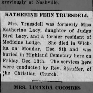 Obituary for KATHERIXE FERN TRUESDELL