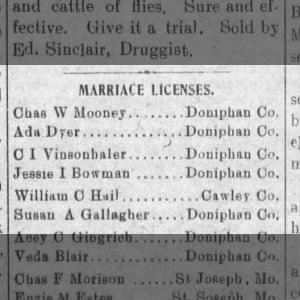 Susan Gallagher wedding 1911 June