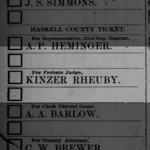 Oct 1896 Kinzer Rheuby for Probate Judge