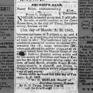 1863 Apr 11 - Nancy Ralph administratrix, sheriff's sale of land