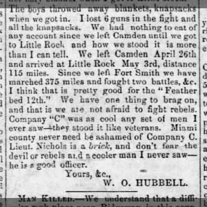 Civil War story told by WO Hubbell