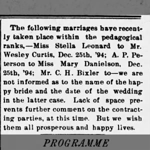Marriage of C.H. Bixler