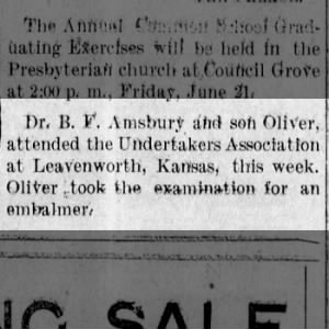 Oliver Amsbury Takes Embalmer Examination