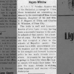 Hagans/Winslow Marriage announcement