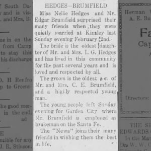 Marriage of Hedges / Brumfield