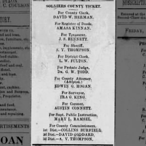 For Coroner, Soldiers County Ticket - Austin Connett