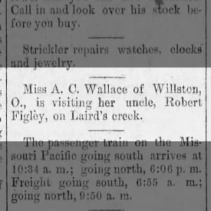 Mrs AC Wallace visited uncle Robert Figley 