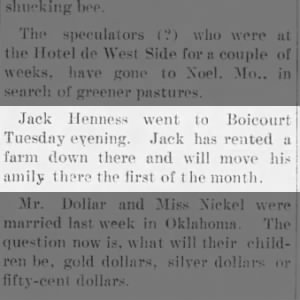 1897 01 22 Jack Henness The Osawatomie Journal Fri Pg 6
