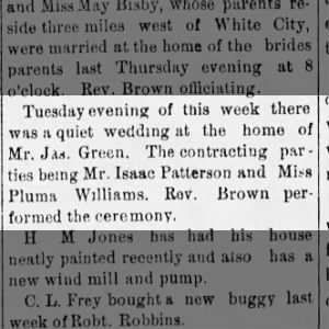 Gr grandparents to be:  Ike and Pluma married at the home of Ike's sister. May 17, 1898