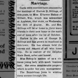 Marriage of Billings / Bishop