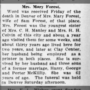 Obituary for Mary Forest