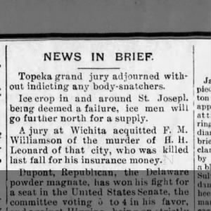 F. M. Williamson not guilty  1896 in Wichita