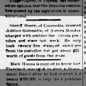 Genette, arrest, The Cuba Advocate, Cuba, Kansas, Friday, April 12, 1901.
