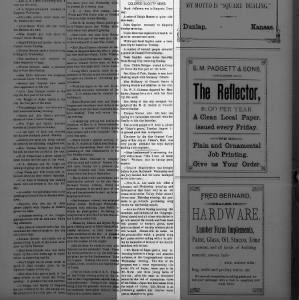 Dunlap Colored News as printed in the Dunlap Reflector July 1896