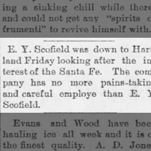 E.Y. Scofield/Santa Fe Railroad 2-13-1891