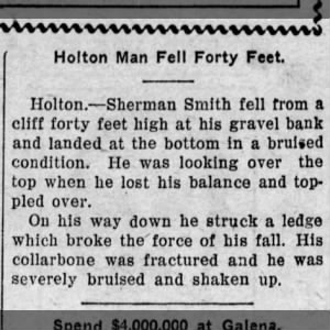 Sherman Smith falls 40 feet.
The World Brotherhood
08 Oct 1909, Fri · Page 3