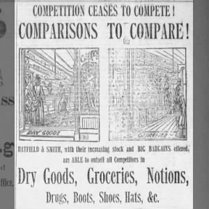 Hatfield & Smith Store Ad, January 25, 1889