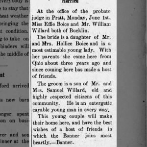 1914.Williard.WA.Marriage of Boice / Willard