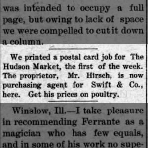 The Hudson Market news 1909