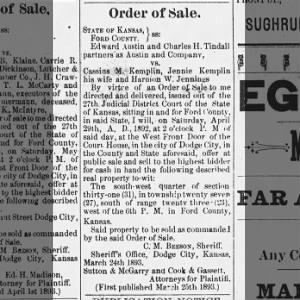Foreclosure Sale 4/29/1892