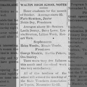 Walton High School. Martha Peters, freshman. 1915
