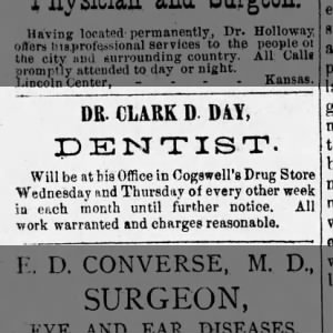 Dr. Clark D. Day, DENTIST
Professional Cards listing