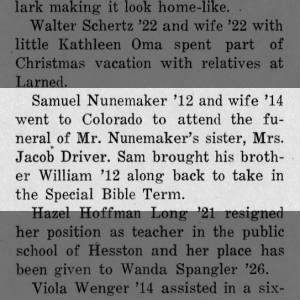 Samuel Nunemaker and wife Anna Baer Nunemaker travel to Colorado