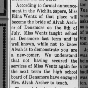 Alvan and Edna to Wed 
(Funny comments by the reporter.)